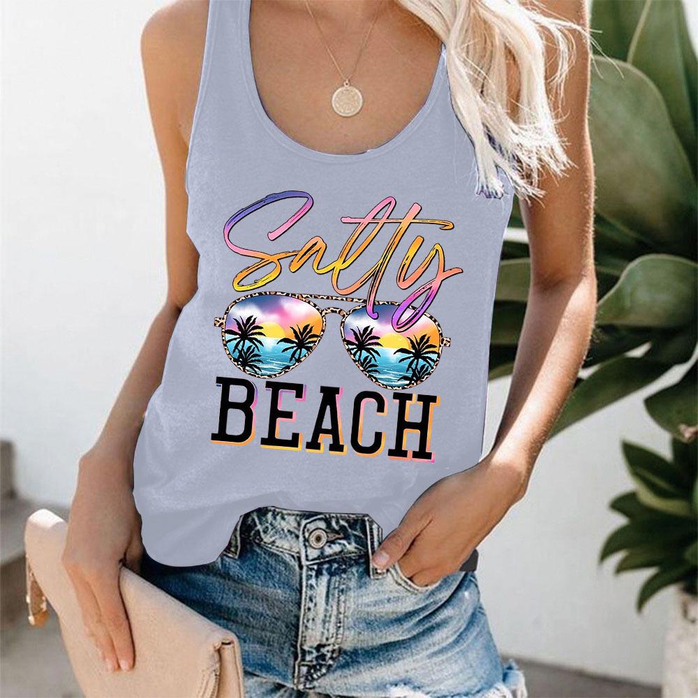 Женский жилет Beach Eye Print - повседневный топ для путешествий в европейском и американском стиле