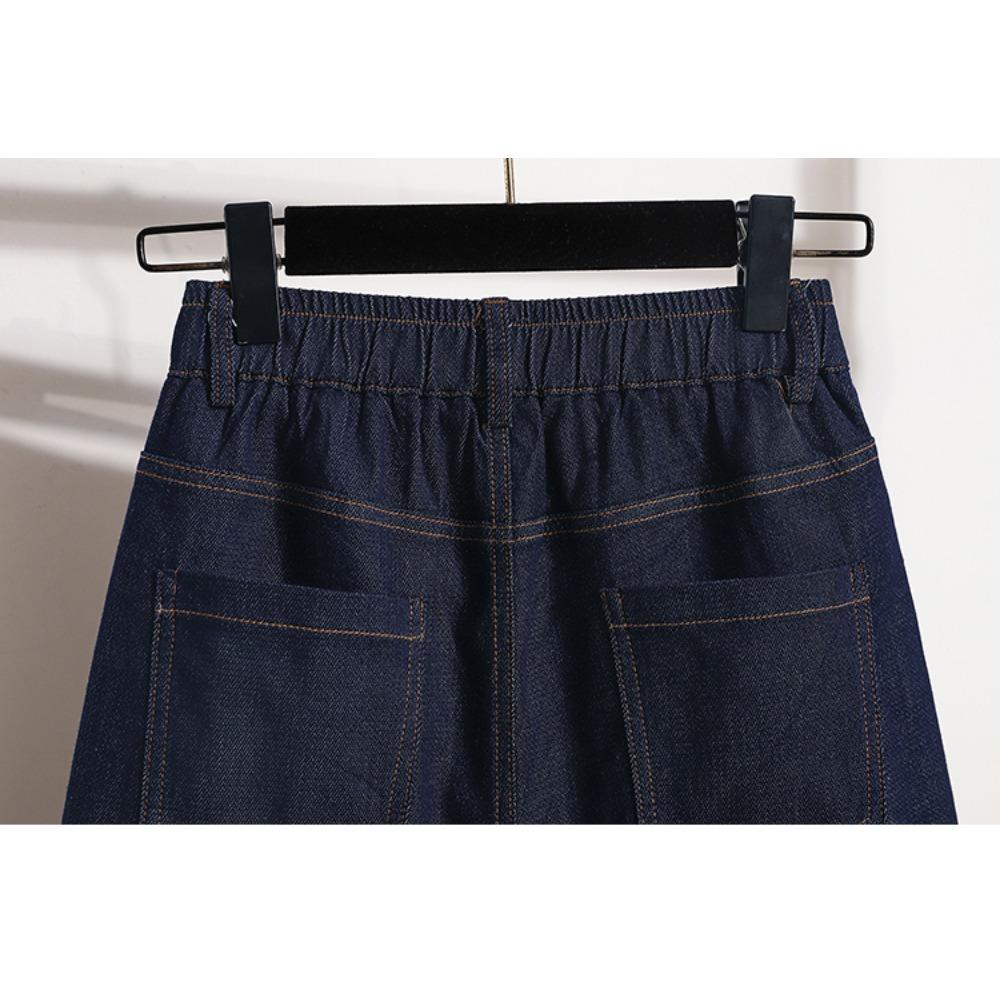 Dimanaf 2025 Plus Size Women Pants Summer Shorts Jeans Short Basic High Waist Solid Pants Elastic Waist Maxi