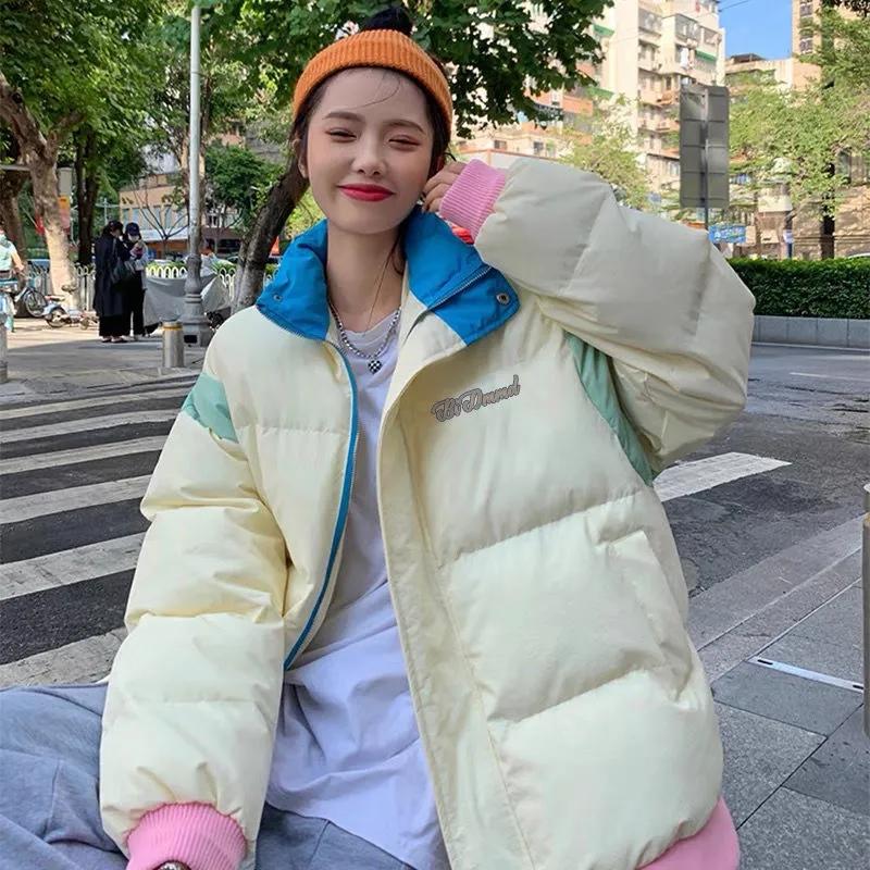 Осенне-зимняя уличная одежда, толстые женские куртки с хлопковой подкладкой, лоскутные парки, верхняя одежда