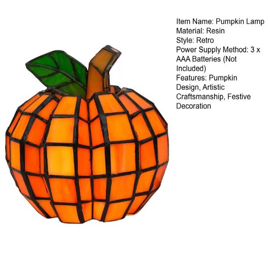 Витражный тыквенный фонарь ручной работы, тыквенная лампа на Хэллоуин, стеклянный декор «Звездная ночь», комнатное осеннее украшение