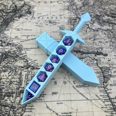 Коробка для хранения в форме меча, напечатанная на 3D-принтере, с кубиками для игр Dnd Rpg Trpg, кубики для игры Dnd, держатель для ролевых кубиков, настольное украшение, хранилище Бо