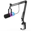 FDUCE USB/XLR gaming dynamic microphone For podcast recording PC computer streaming vocal RGB light, mute button, gain knob, headphones jack, boom