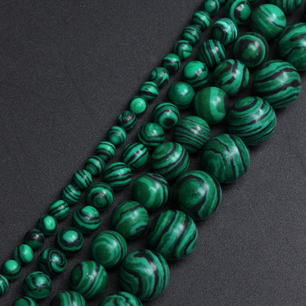 4/6/8/10 мм 60-20 шт. Очаровательные бусины из натурального камня, павлиньи драгоценные камни, зеленые малахитовые круглые бусины, аксессуары для ожерелий своими руками