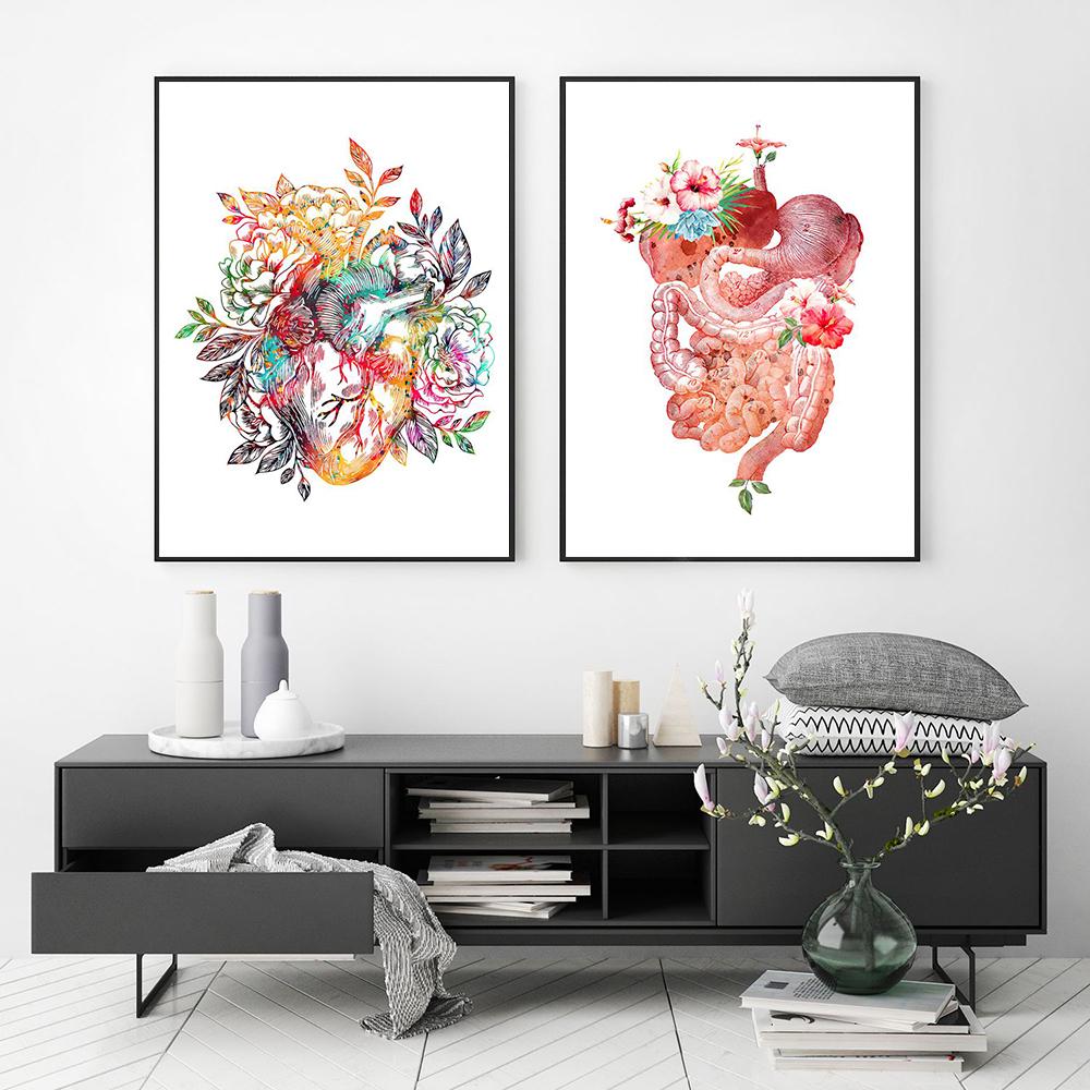 Абстрактные органы, кости, зубы, цветной настенный художественный постер, украшение дома, картина маслом, настенная живопись