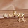 5PCS New Design Gold Color Ear Stud Earring Set For Women Zircon Star Moon Punk Piercing Earrings Helix Tragus Piercing Jewelry
