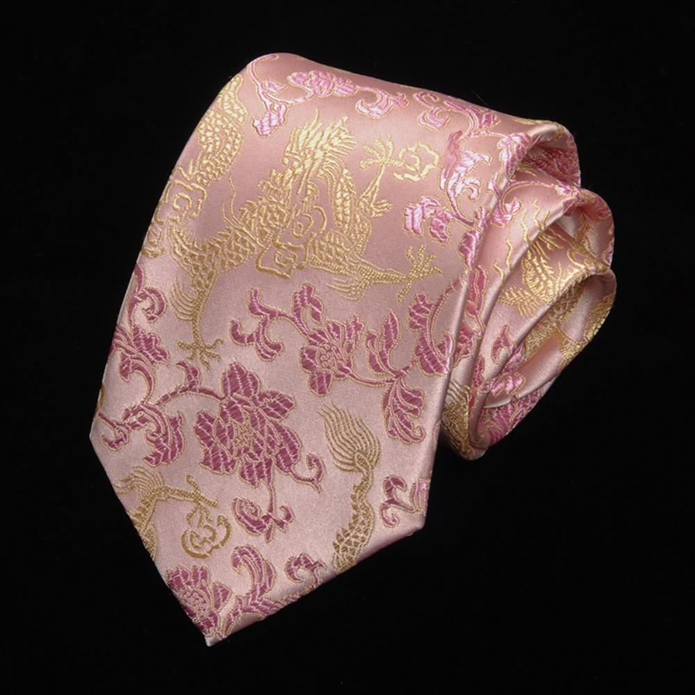 Adjustable Jacquard Silk Tie National Men Necktie Fashion Chinese Dragon Pattern Tie Wedding