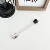 Cartoon Ceramic Spoon Ceramic Black And White Cat Spoon Ice Cream Spoon Stainless Steel Coffee Spoon