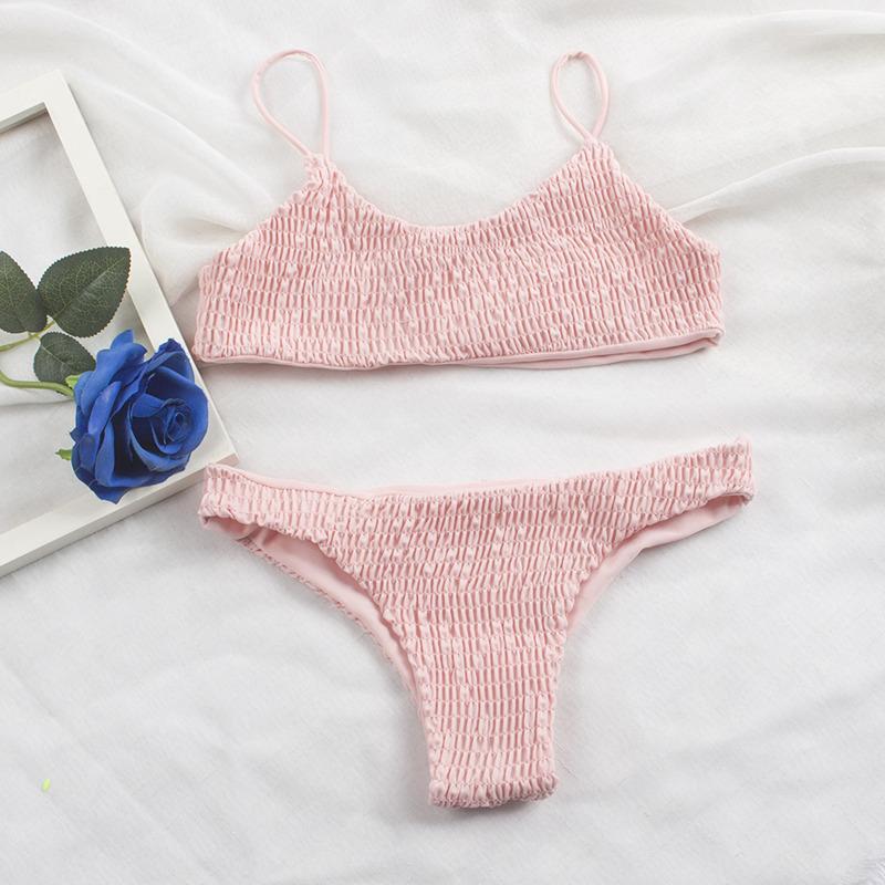 Сексуальные плиссированные бикини 2025 Mujer женский купальник купальники женский бразильский комплект бикини пляжная одежда высокий вырез купальный костюм 313