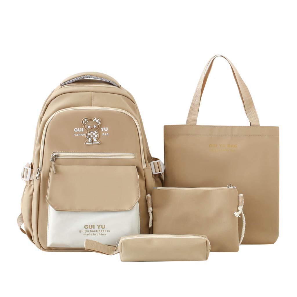 Four-piece Suit Schoolbag for Girls Elementary School Students Backpack Junior High School Students Fresh College Style Backpack