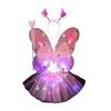 Костюм бабочки Yousheng Girls с крыльями, волшебной палочкой и повязкой на голову, светодиодная светящаяся юбка-трапеция из сетки с рисунком в виде торта, наряд для новогодней вечеринки и сценического шоу