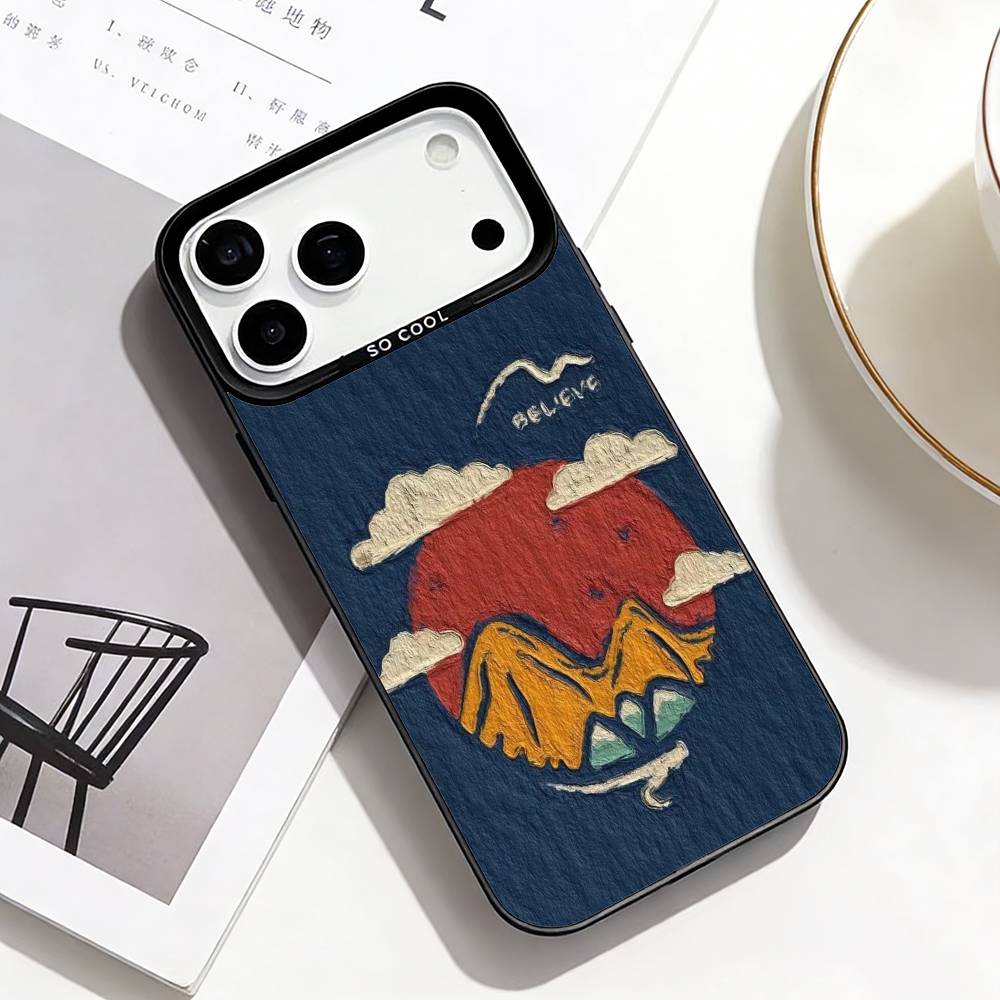 Модный Абстрактный Чехол для Телефона Для iPhone17,16,15,14,13,12,Pro Max Черный Цветной Чехол для Телефона