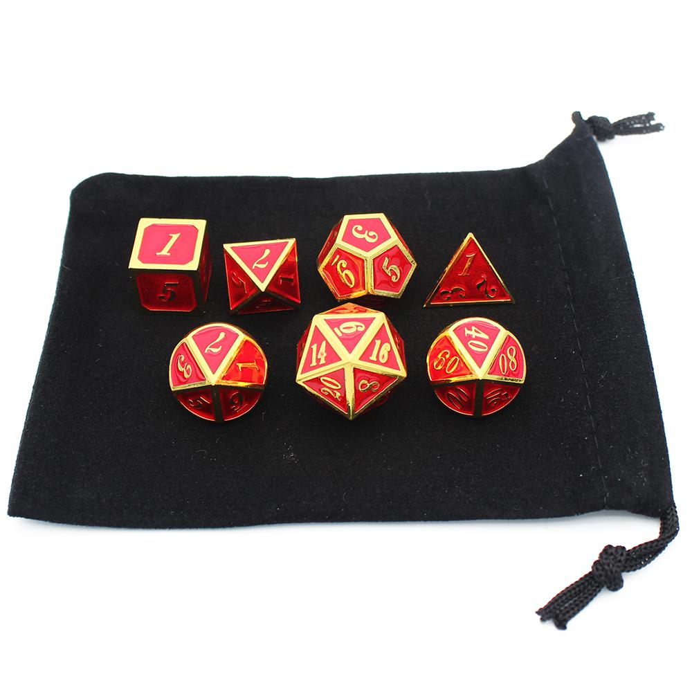 Набор из 7 предметов, набор металлических кубиков D&D, бархатный мешочек D20 D12 D10 D% D8 D6 D4, игральные кости DND, ролевые игры, настольные игры, набор кубиков дадо, металлические игральные кости