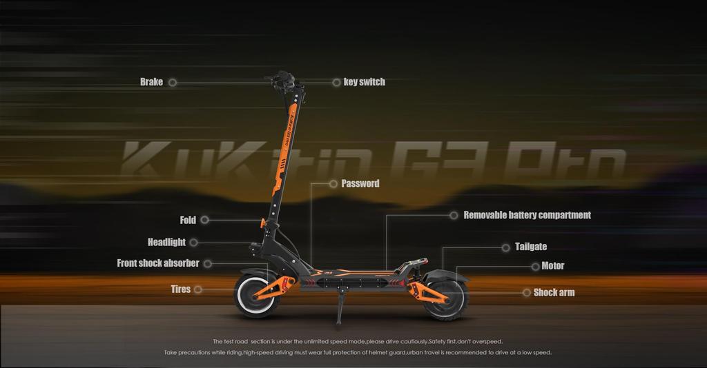 Kukirin G3 Pro Electric Scooter 1200W*2 Motor 52V23.4Ah Battery 65km/h Max Speed 80km Max Range