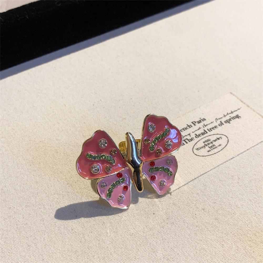 Кольцо с росписью в корейском стиле, ювелирные аксессуары, массивное эмалированное кольцо, украшение в виде капель насекомых