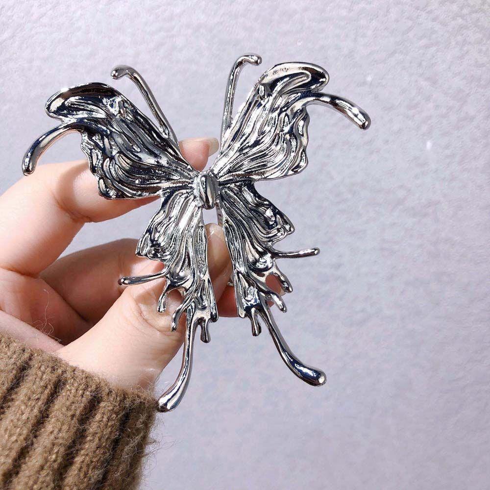 Девушки Преувеличение Личность Металлические Кольца Большая Бабочка Корейские Кольца на Палец Женские Кольца с Открытием