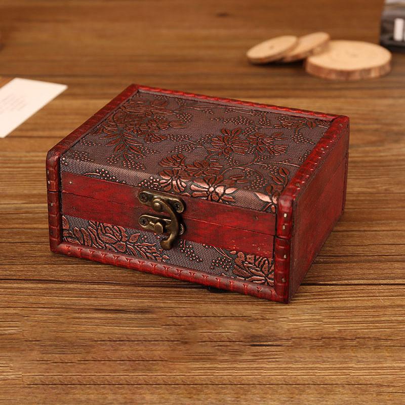 Style Vintage Wooden Box With Lock For Organizing Jewelry Accessories Decoration
