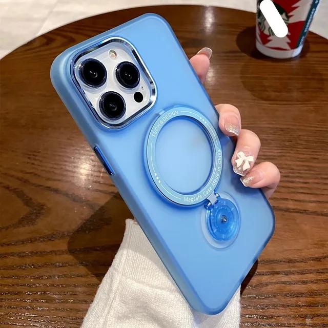 Для iPhone 15 14 13 12 11 Pro Plus Max чехол с подставкой на 360 градусов магнитный чехол Magsafe матовый, мягкий, прозрачный, противоскользящий, противоскользящий, чехлы