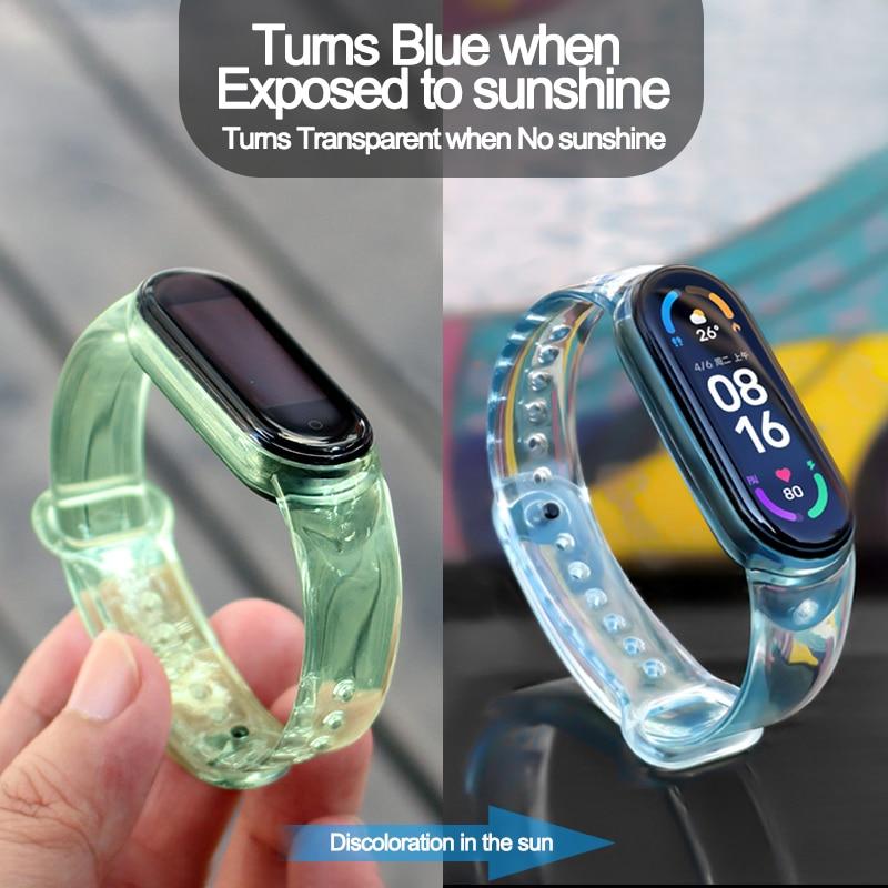 Ремешок для изменения цвета для Xiaomi Mi Band 7 6 5 4 3, прозрачный светильник с браслетом для Xiaomi Mi Band 6 5 4 3, сменный цветной ремешок на запястье для MI 7 6 5