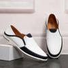 Fashion Italian Mens Shoes Comfy Summer Men Loafers Non-Slip Genuine Leather Moccasins Light Breathable Slip On Boat Shoes Lightweight