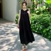 Dimanaf 2025 Plus Size Dress Summer Women Black Sleeveless Vintage Loose Maxi Basic Style Holiday New Dress