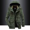 Men's Autumn and Winter Outdoor Leisure Mid-length Plus Velvet Hooded Cotton Coat