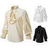 Men's Long Sleeve Vintage Steampunk Ruffle Lapel Shirt Halloween Costume