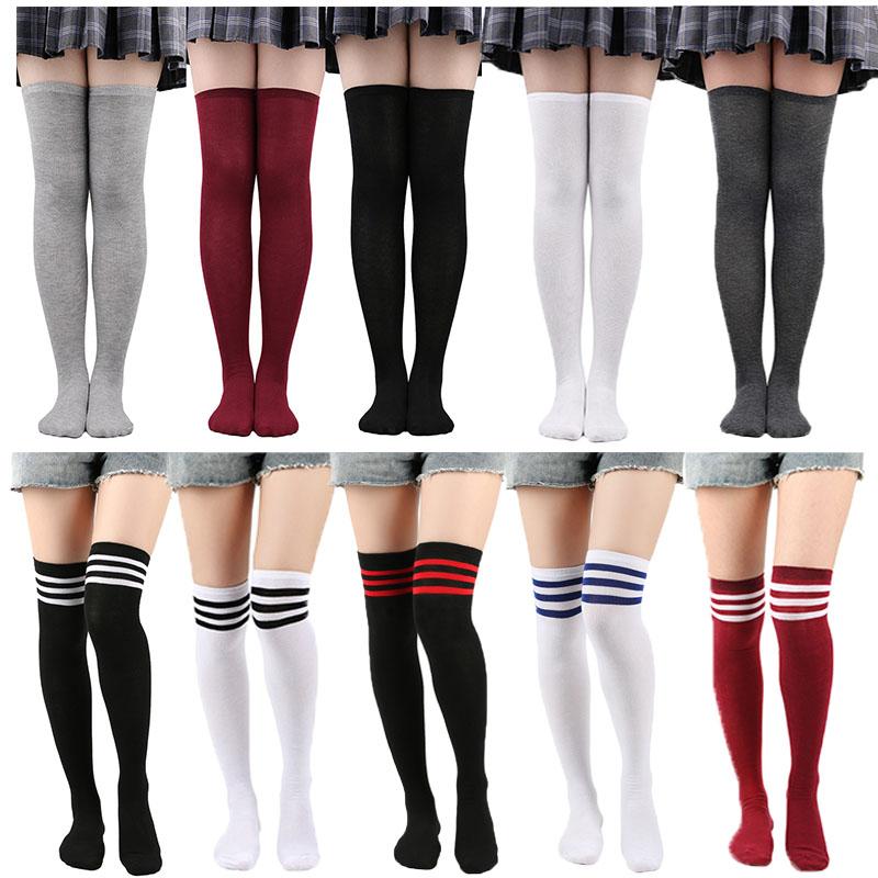 Classic Solid Color Versatile Knee Length Socks, Fashionable Women's Warm Socks, Sexy Slim Fit Long Socks, College Style Socks