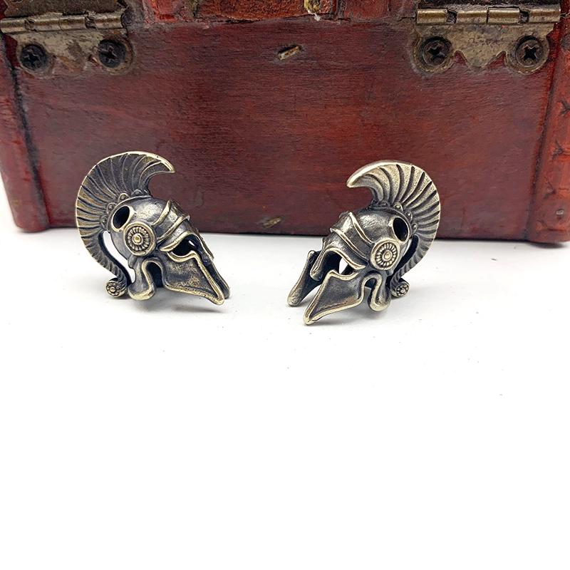 Brass Spartan Helmet Paracord Rope Beads Pendant Outdoor Tool Jewelry Accessory