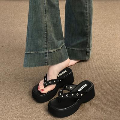 Мода 2024 Лето Лидер продаж Женская обувь Высокое качество Однотонные женские тапочки с открытым носком Повседневные женские тапочки на среднем каблуке