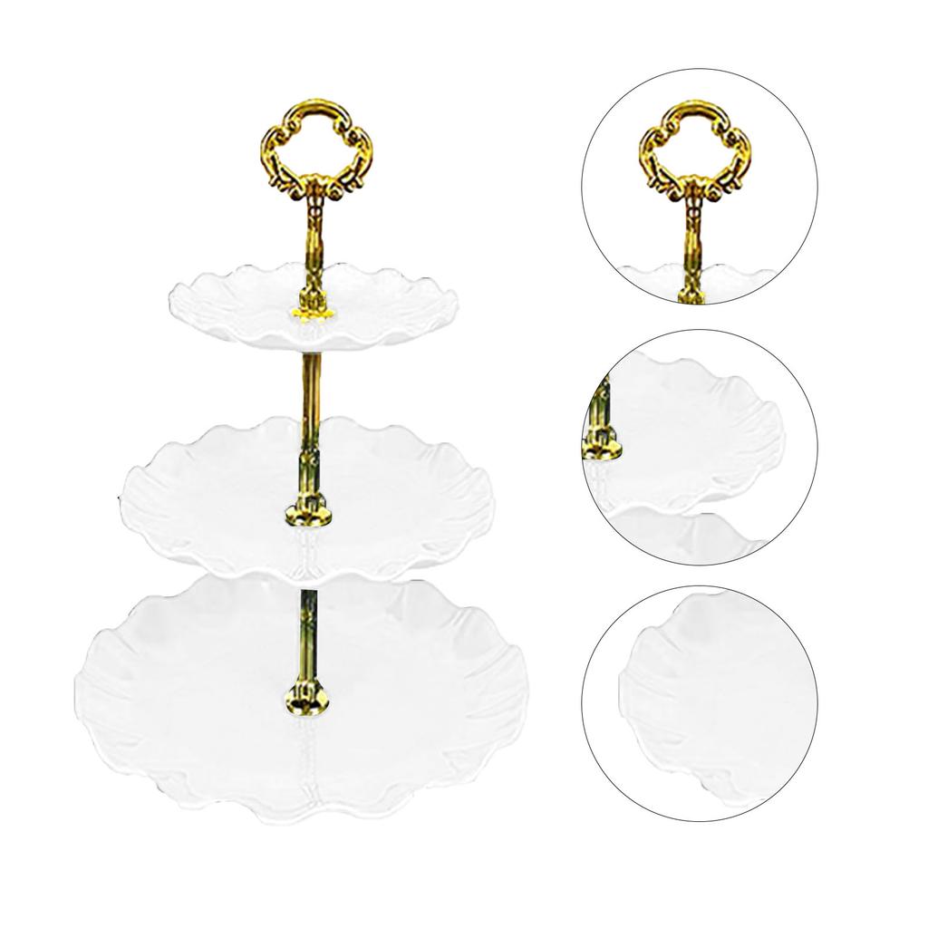 Nordic Style 3 Layer Fruit Plate Tray Plastic 3 Tier Cake Stand Holiday Party Dessert Tray White