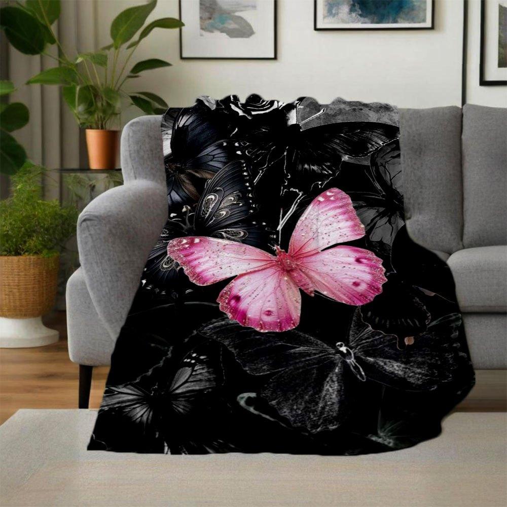 Pink Butterfly Phone Wallpaper HD - Black Butterfly Backgrounds for iPhone & AndroidBlanket Flannel Throw Blanket for Sofa, Bed, Travel, Cam