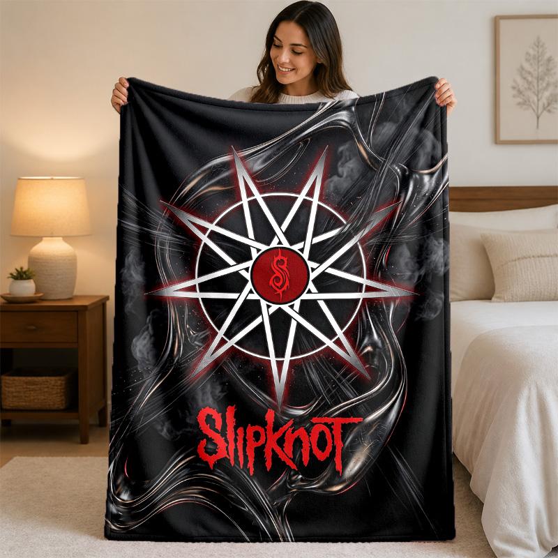 Slipknot Print Flannel Blanket Cozy Lightweight Plush Throw Blanket For Bed Sofa Household Use