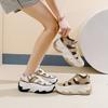 Женские кроссовки на платформе, летние дышащие прогулочные туфли из искусственной кожи, нескользящие полые сандалии на шнуровке для женщин, повседневная обувь для бега, тенниса