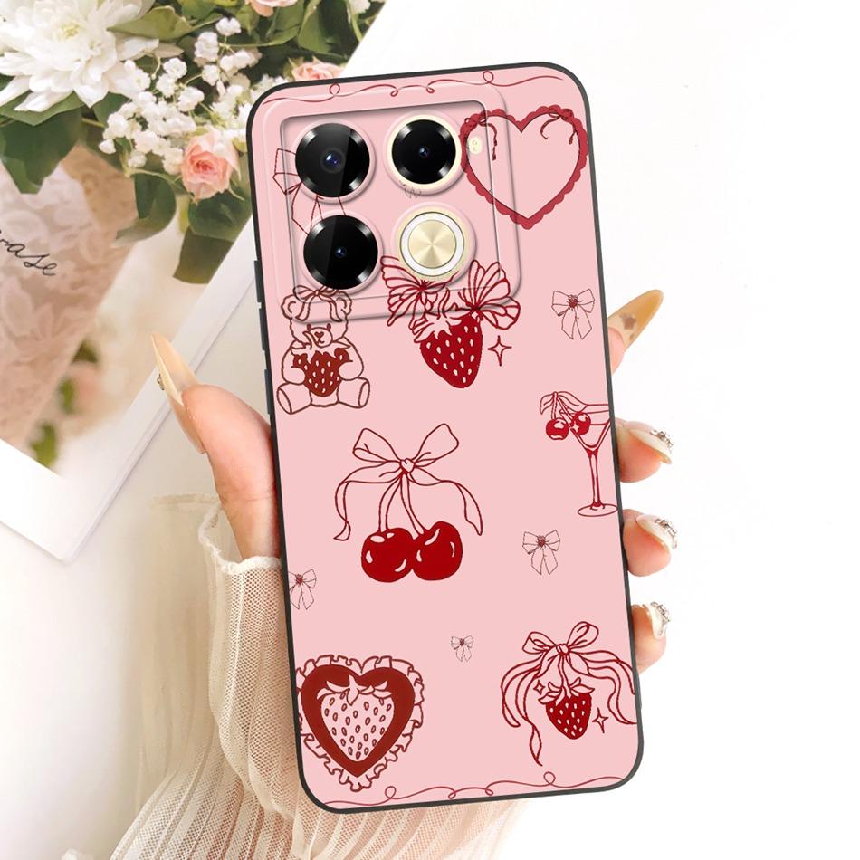 For Infinix Note 40 Pro 4G 5G / Note 40 Pro+ / Note40 X6853 Cute Cat Flower Cartoon Phone Case Soft Silicone Cover Bumpers