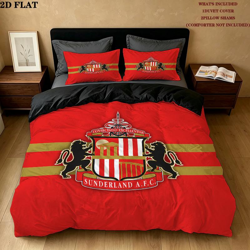 Sunderland Afc Pattern Bedding Quilt Set Quilt Cover Pillowcase Home Birthday Gift(1 * duvet cover + 2 * pillowcase, without core)