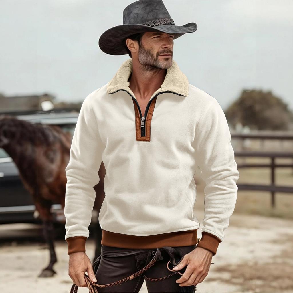 Мужская однотонная плюшевая толстовка с воротником-стойкой на молнии до середины груди, спортивная повседневная толстовка больших размеров