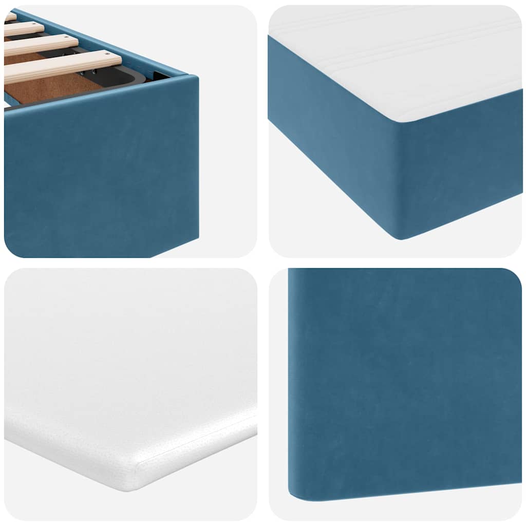 Storage Bed with Mattress Dark Blue 90 x 200 cm Velvet