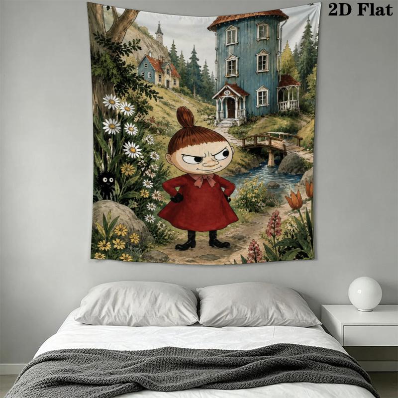 Comet in Moominland Wall Tapestry Aesthetic Wall Hanging Printed Fabric Blanket Decorative Tapestries for Bedroom Living Room Home Decor