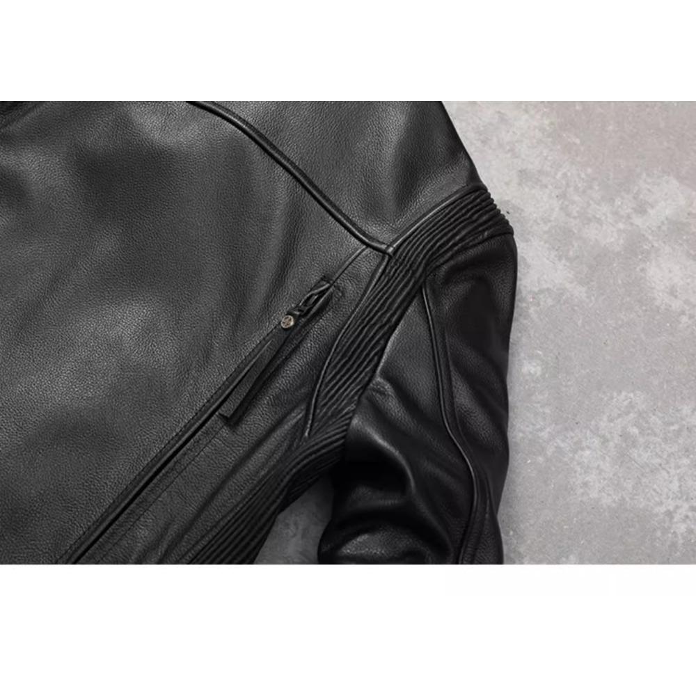 Китайский размер мотоциклетная куртка из натуральной воловьей кожи мужская тонкая куртка из телячьей кожи ретро куртка мужская байкерская одежда для езды на мотоцикле