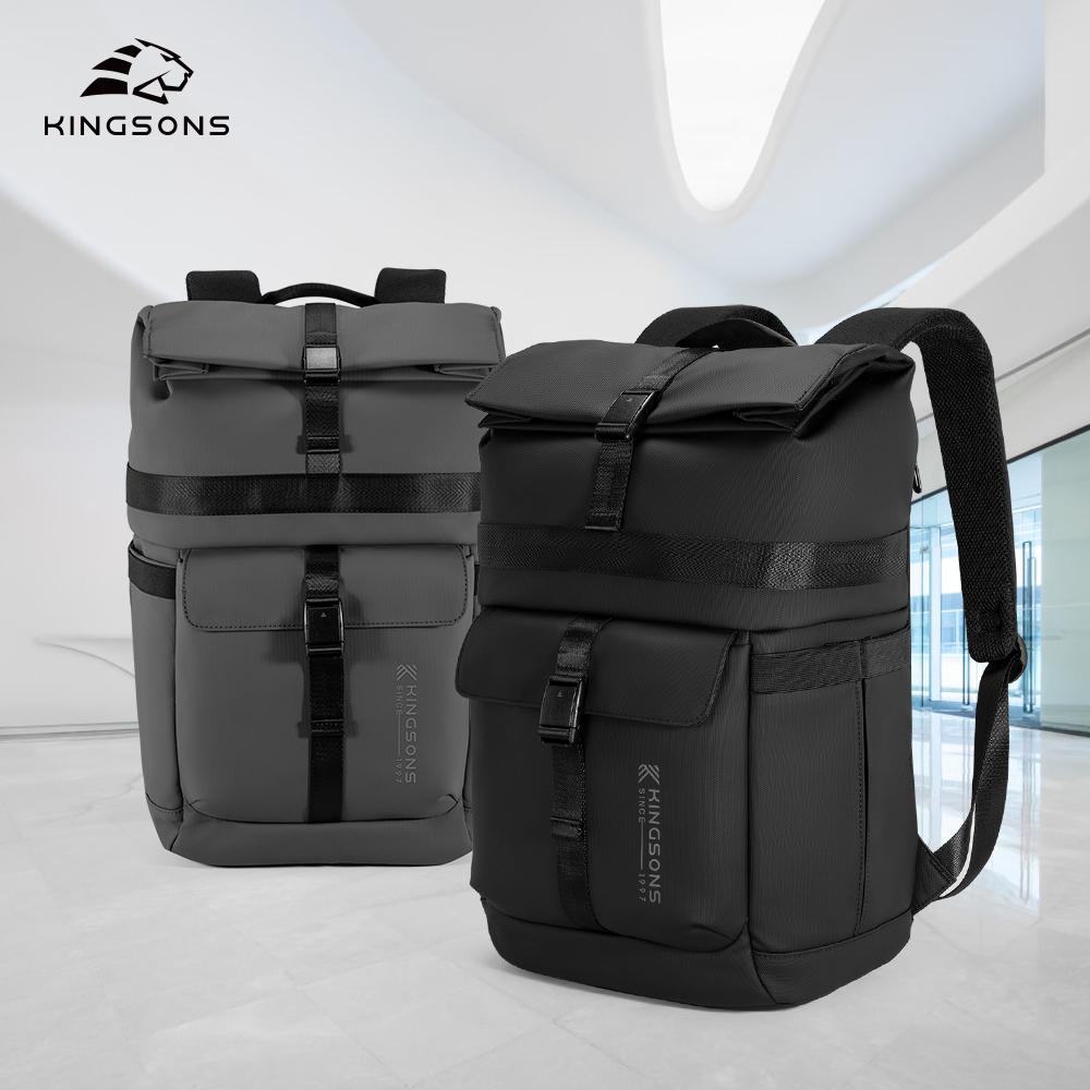 Men Backpack Kingsons 2025 New Fashion Concise Design Business For 15.6 Inch Laptop Waterproof College Student Boys School Bag Black / Gray KS3333W