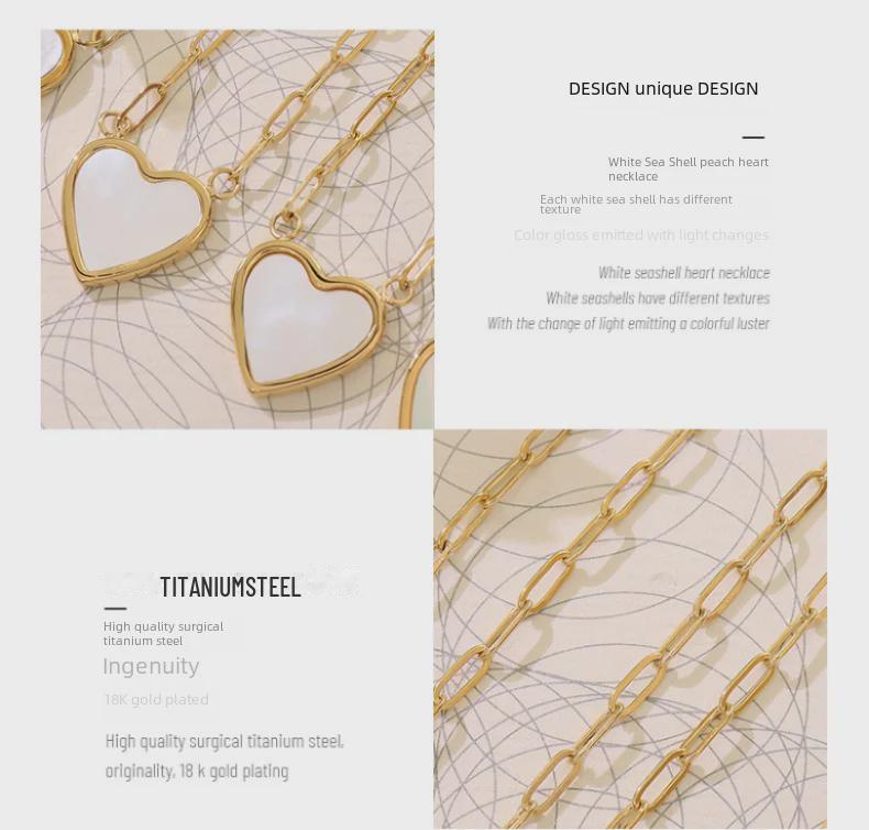 Ожерелье в корейском стиле с белыми ракушками в форме сердца, титановая сталь с 18-каратным золотым покрытием, женская ключичная цепочка (П929)