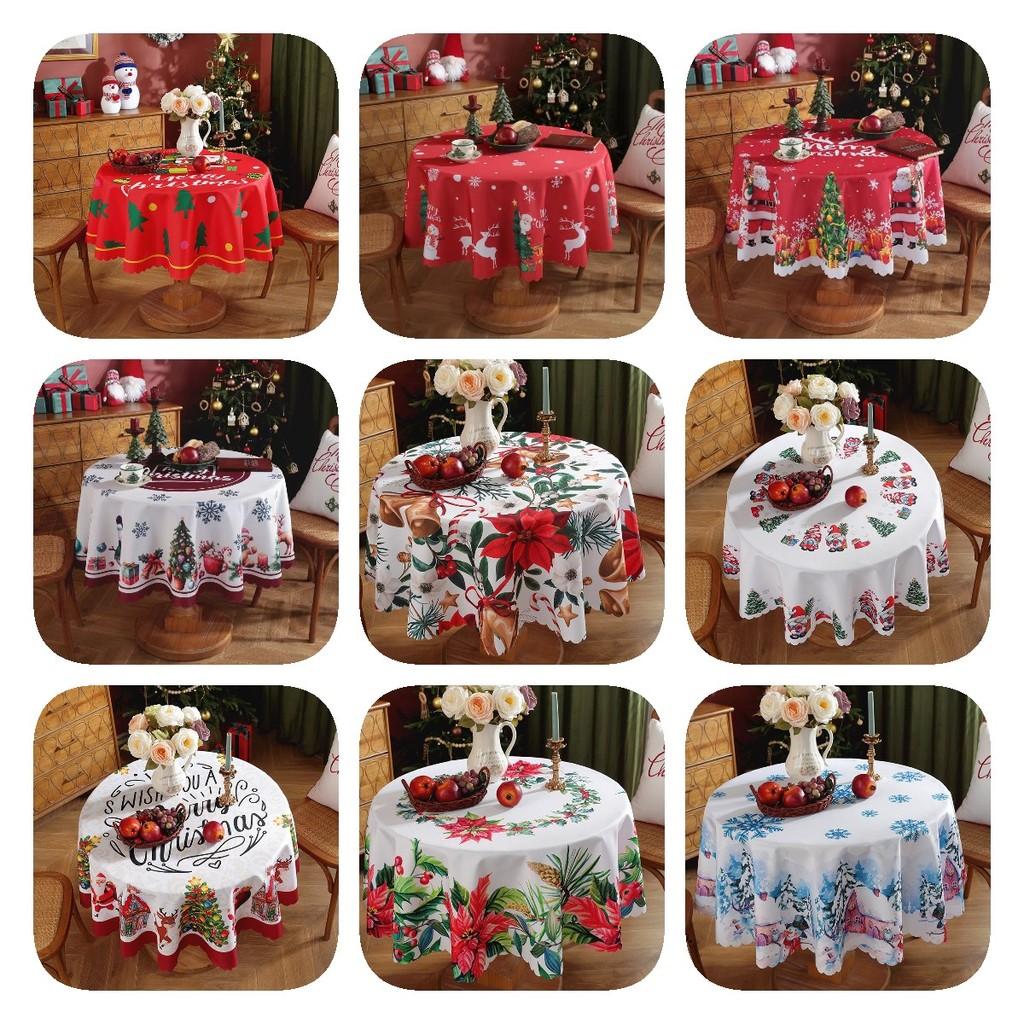 Рождественская большая круглая скатерть Рождественский праздничный чехол для стола Ткань Домашний декор