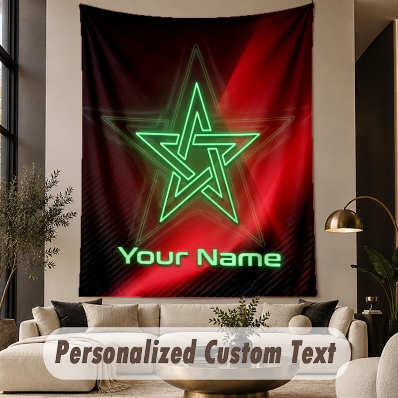 Custom Text Tapestry Morocco Football Print Wall Tapestry Indoor Living Room Wall Decor