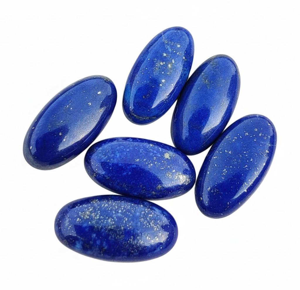 Natural Lapis Lazuli Gemstone Cabochons - Deep Blue Polished Oval Cabs