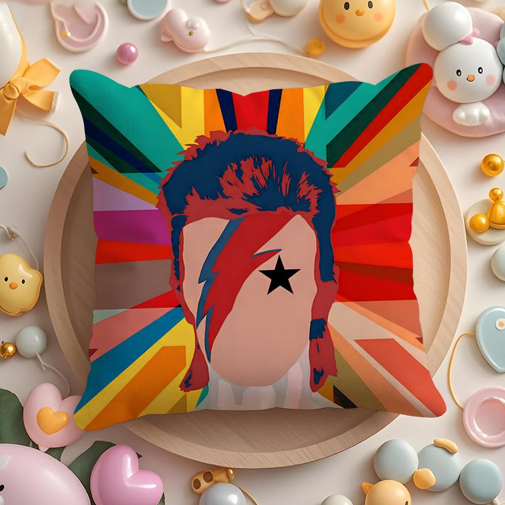 David B-Bowie Cushion Cover Short Plush Double-Sided Printing Home Machine Washable In Warm Winter Pillow Case