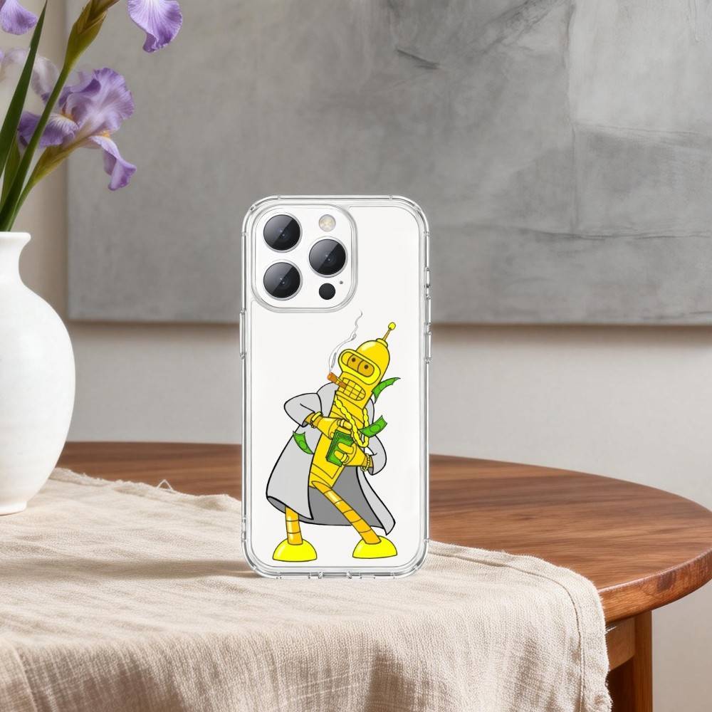 Futurama Funny Bender Phone Case For iPhone 17 16 15 14 13 12 11 Mini Pro Max Plus Transparent Cover