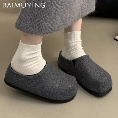 Замшевые женские туфли на плоской подошве на платформе, дизайнерские повседневные туфли-мюли с квадратным носком, тренд 2025 года, удобные зимние туфли для ходьбы, женские