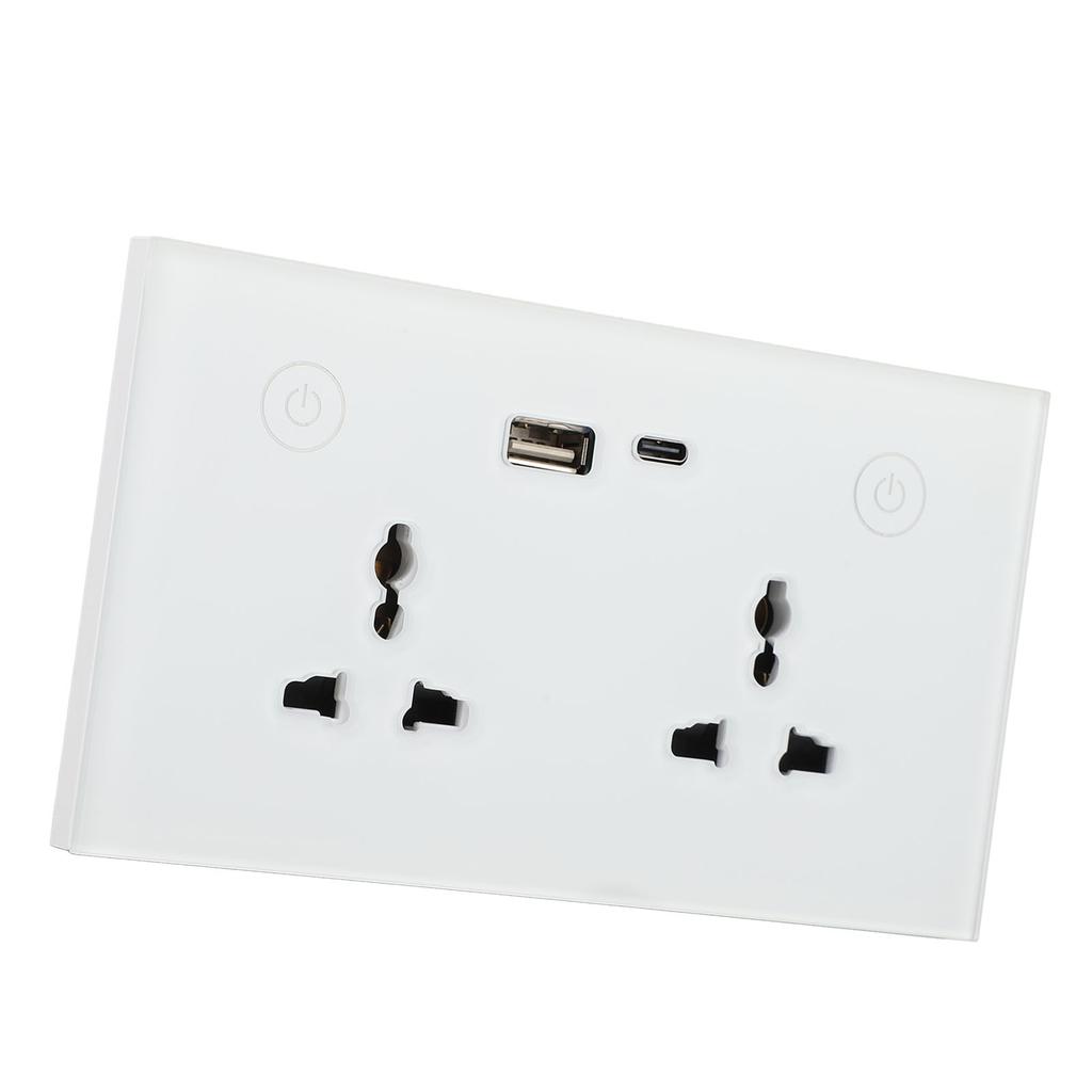 Smart Wall Outlet 2.4G WiFi Touch Light   Voice Control Smart Plug with USB and TYPE C   Port For   95‑250V