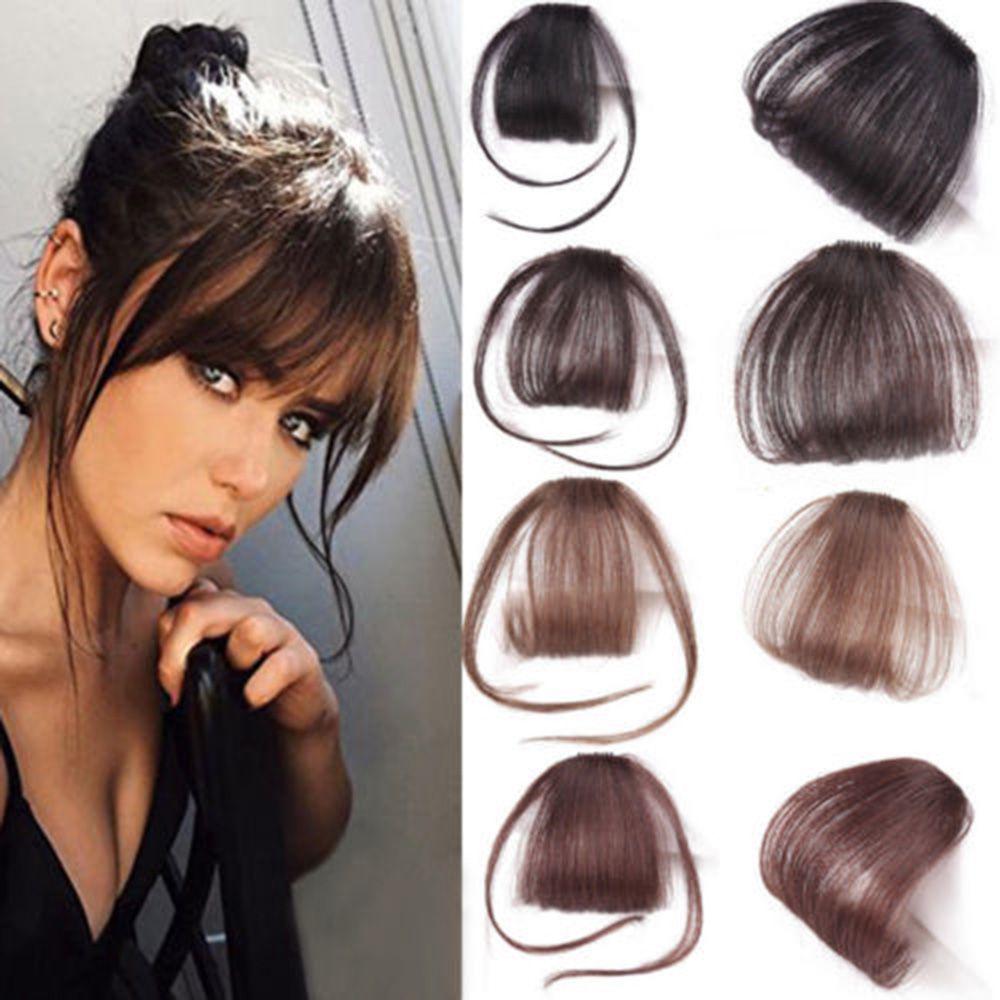 False Synthetic Air Bangs Hair Clip Extension Synthetic Fringe Natural Hairpiece for Women Girls Clip Bang Wigs Black Brown