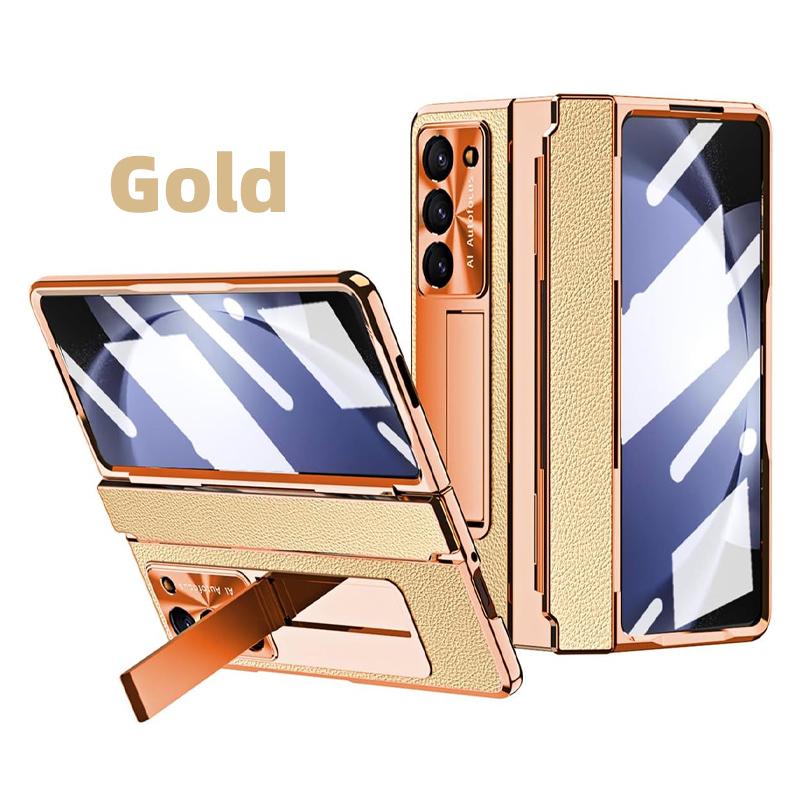 Для Samsung Galaxy Z Fold 8 7 6 5 4 3 Чехол Покрытие Кожа Подставка Складной 8 Плоский Шарнир Чехол с Передней Стеклянной Пленкой Защитный Чехол